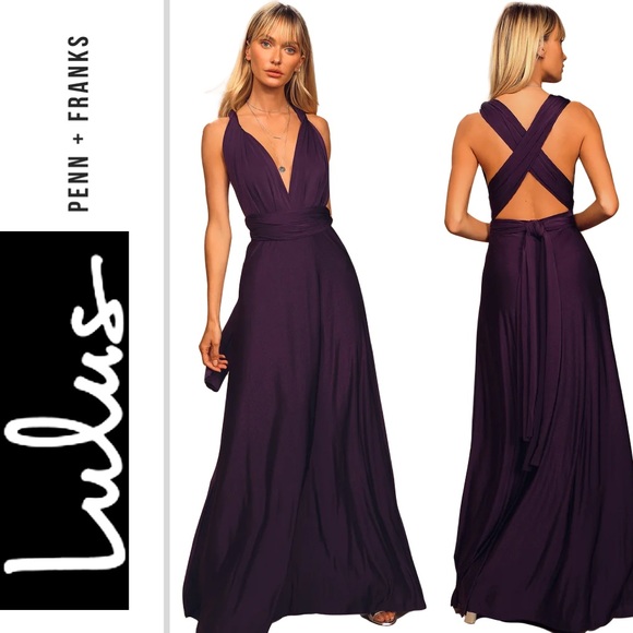 Lulus Versatile/Infinity Dress, PURPLE, Multiple Designs, Size L, - Picture 3 of 11